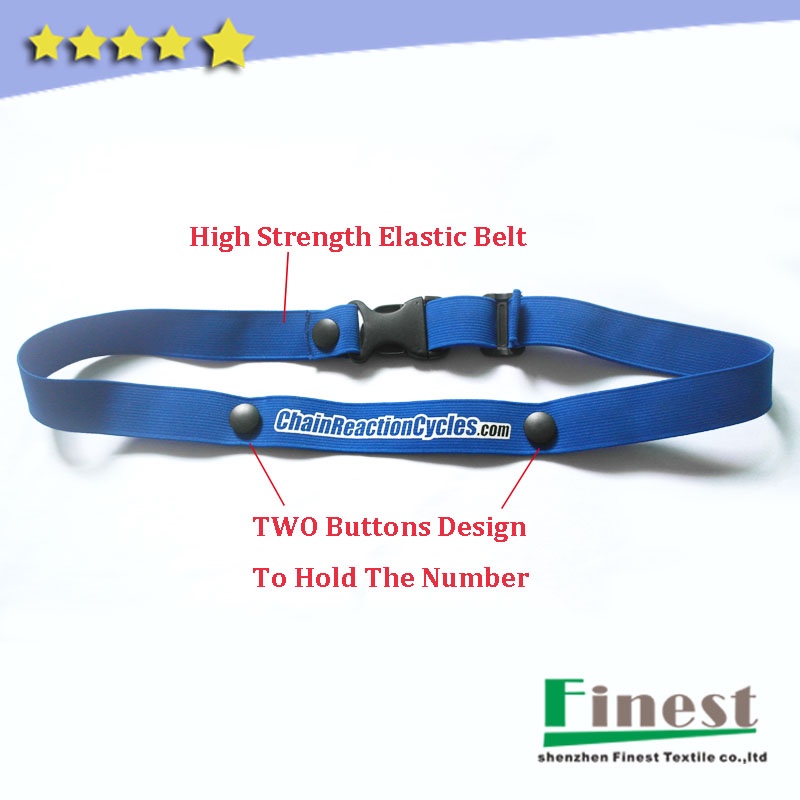 Custom Logo Triathlon Race Number Belt two buttons