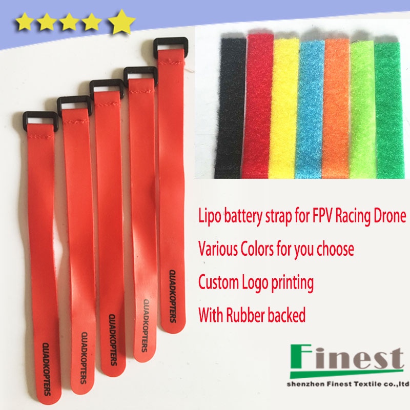 Shenzhen FACTORY Non Slip Rubber Silicone Backing Hook and Loop Lipo Battery Strap